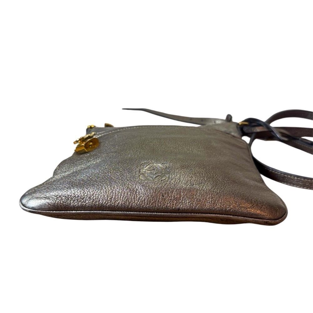 LOEWE Burnished Silver Leather Small Anagram Messenger Crossbody Bag - Picture 4 of 15